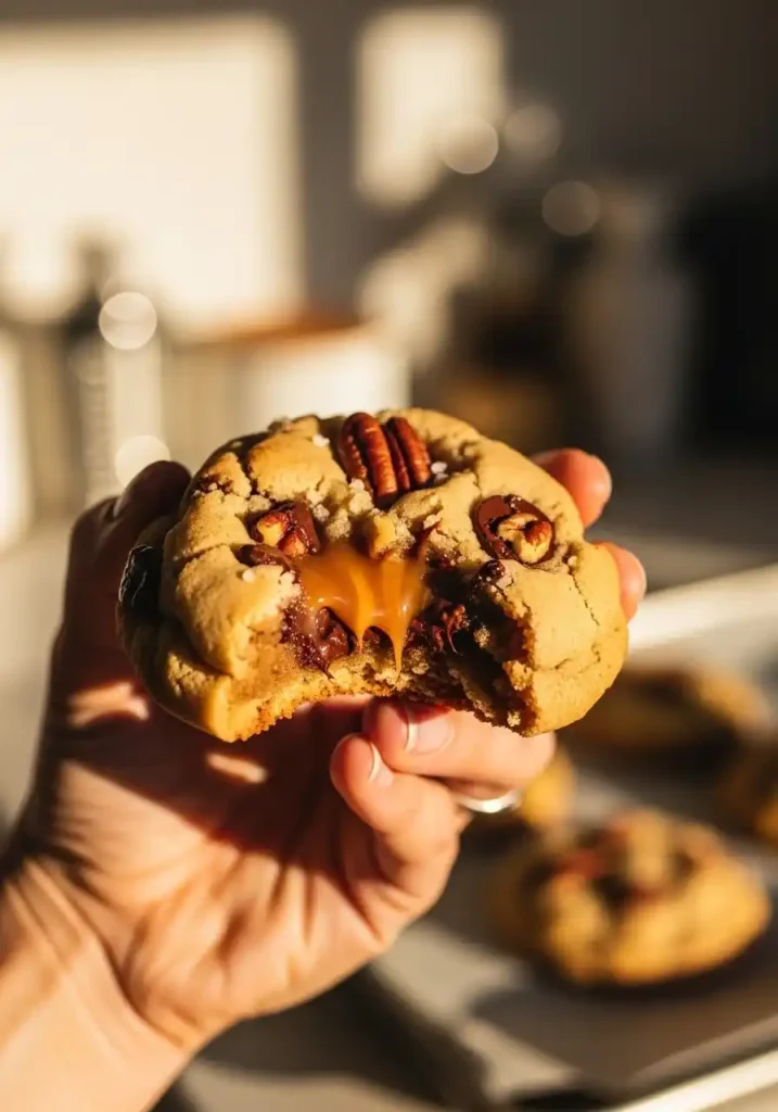 Salted Caramel Pecan Chocolate Chip Cookies