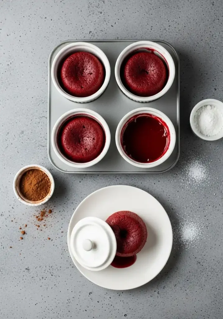 Red Velvet Molten Lava Cakes