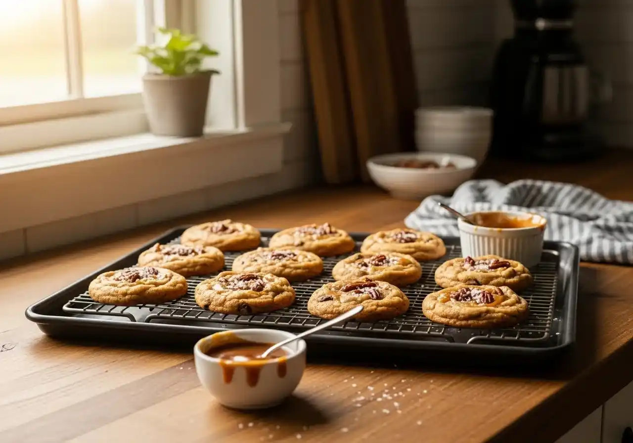 Salted Caramel Pecan Chocolate Chip Cookies
